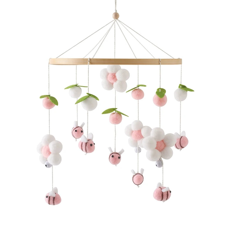 Wooden Crib Mobile with Teddy Bear & Music Box