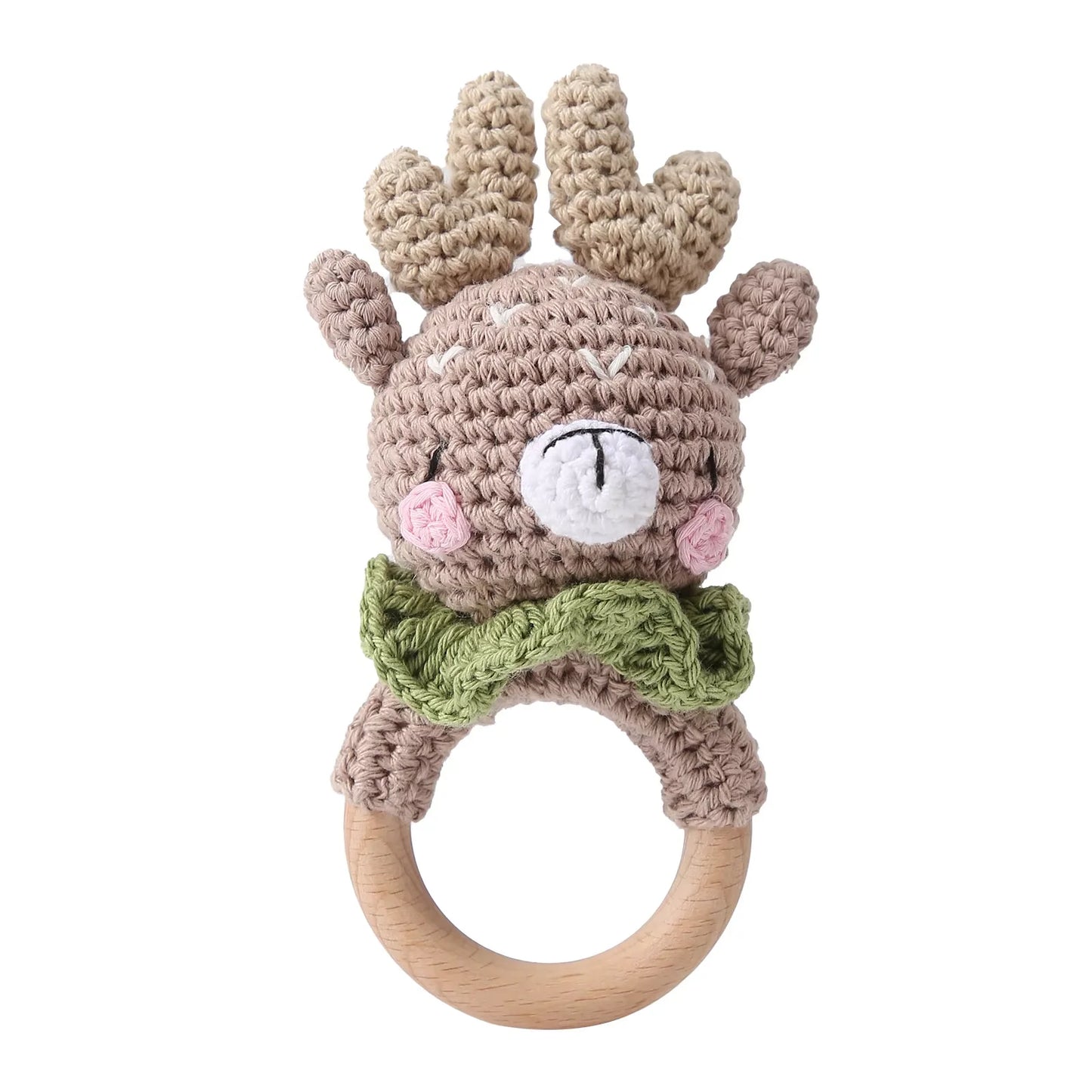 Wooden Baby Rattle & Teether Toy