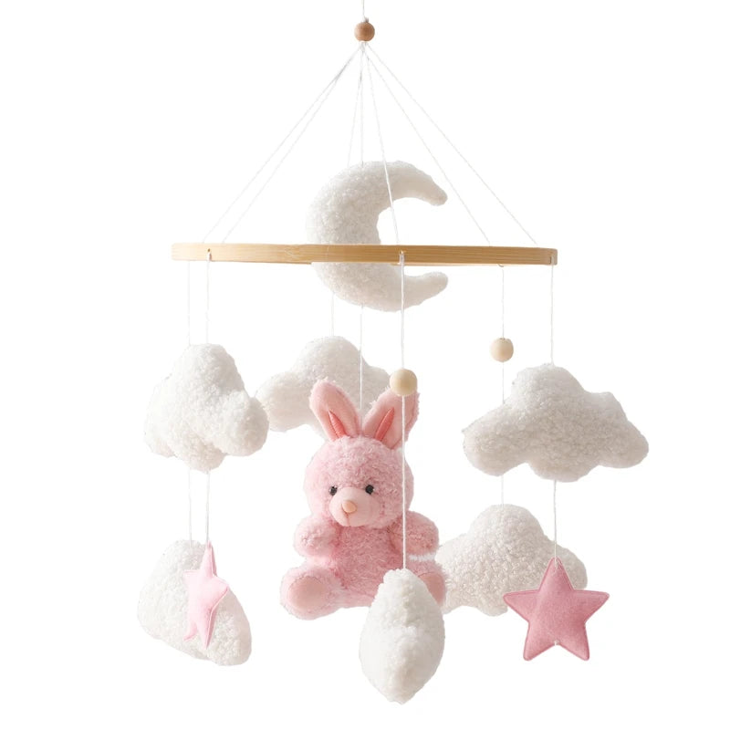 Wooden Crib Mobile with Teddy Bear & Music Box
