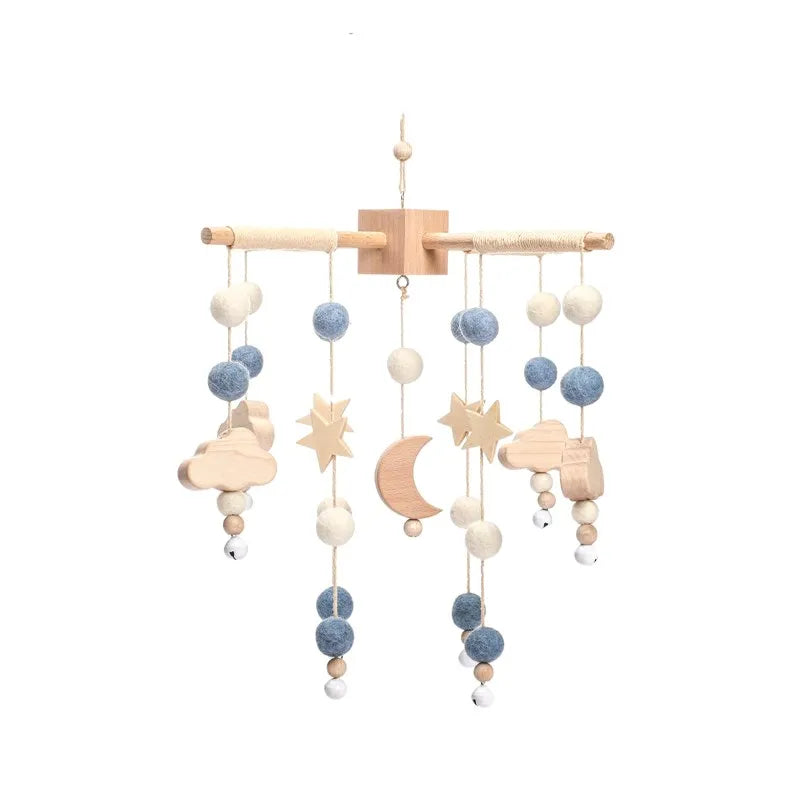 Wooden Crib Mobile with Teddy Bear & Music Box