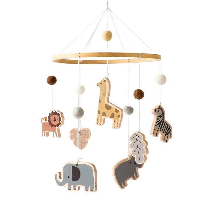 Wooden Crib Mobile with Teddy Bear & Music Box