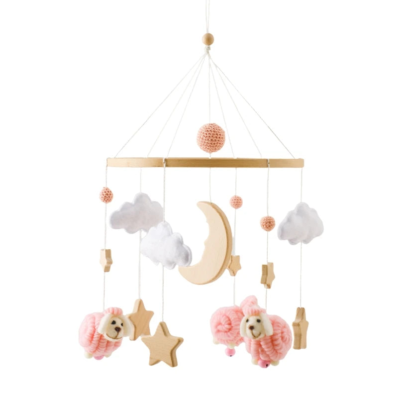 Wooden Crib Mobile with Teddy Bear & Music Box