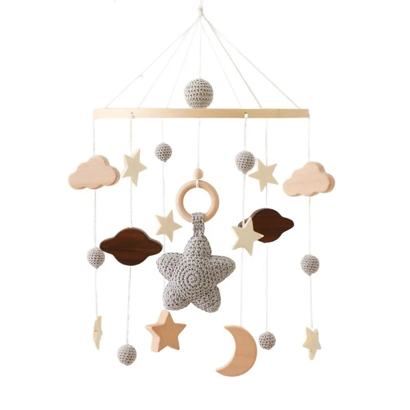 Wooden Crib Mobile with Teddy Bear & Music Box