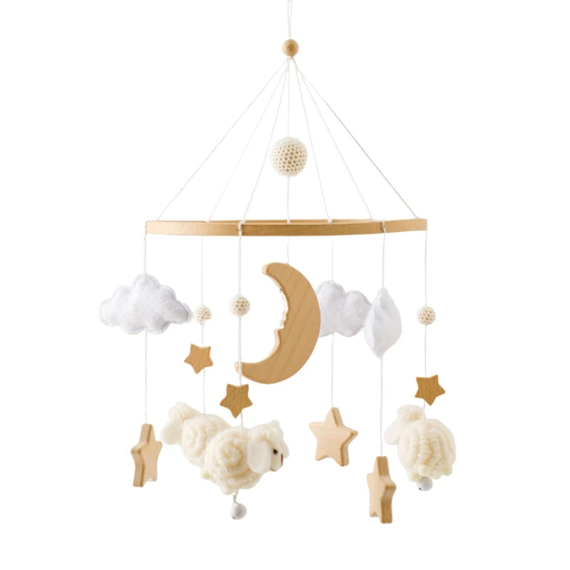 Wooden Crib Mobile with Teddy Bear & Music Box
