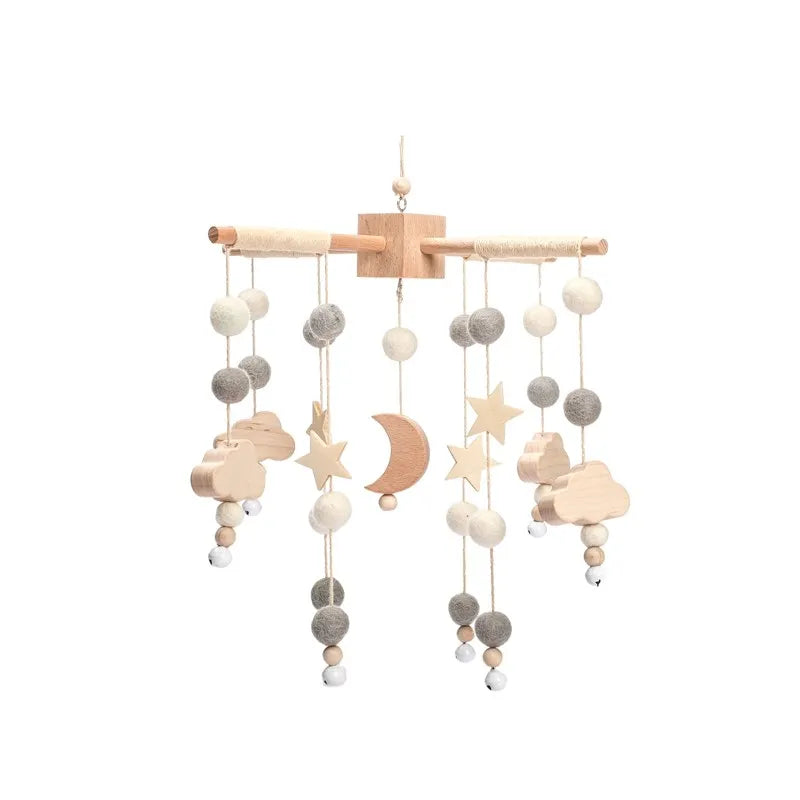Wooden Crib Mobile with Teddy Bear & Music Box