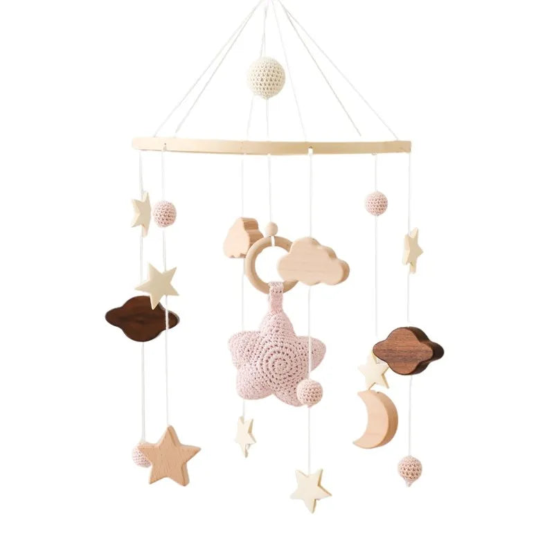 Wooden Crib Mobile with Teddy Bear & Music Box