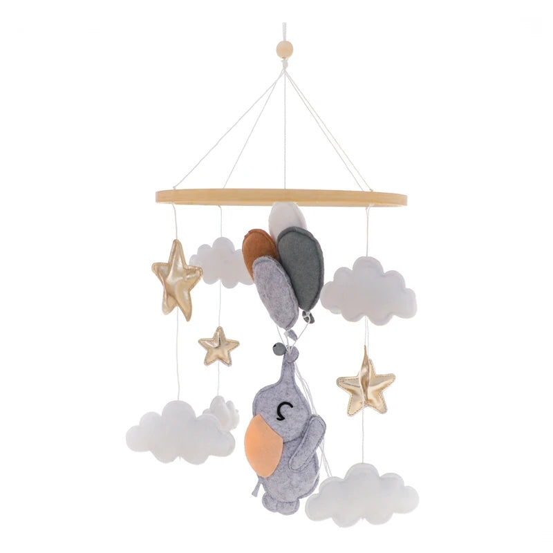 Wooden Crib Mobile with Teddy Bear & Music Box