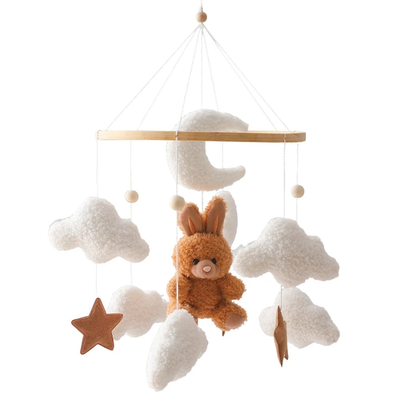 Wooden Crib Mobile with Teddy Bear & Music Box