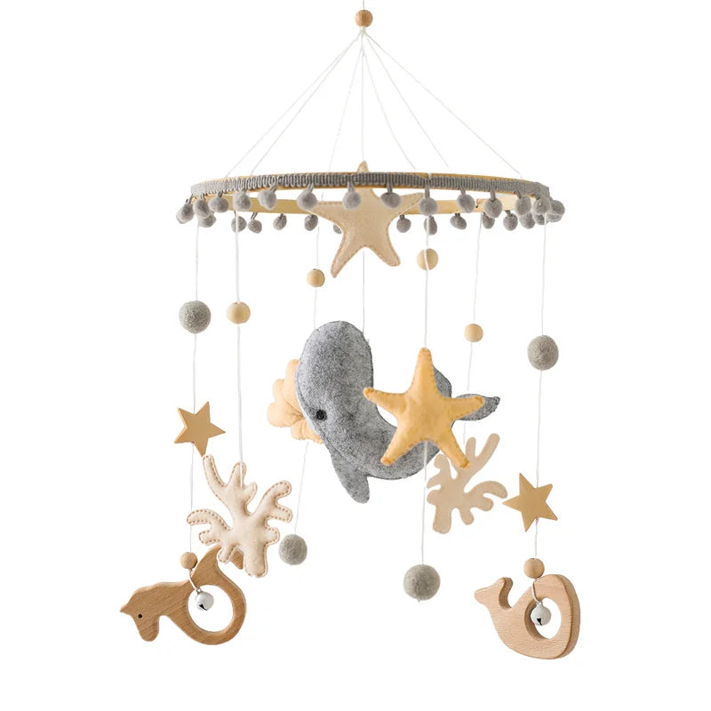 Wooden Crib Mobile with Teddy Bear & Music Box