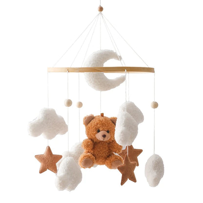 Wooden Crib Mobile with Teddy Bear & Music Box