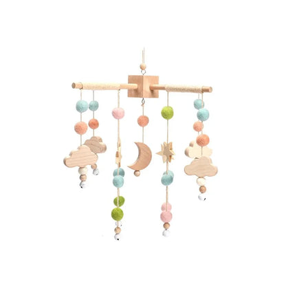 Wooden Crib Mobile with Teddy Bear & Music Box