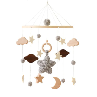 Wooden Crib Mobile with Teddy Bear & Music Box