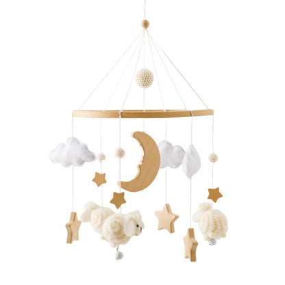 Wooden Crib Mobile with Teddy Bear & Music Box