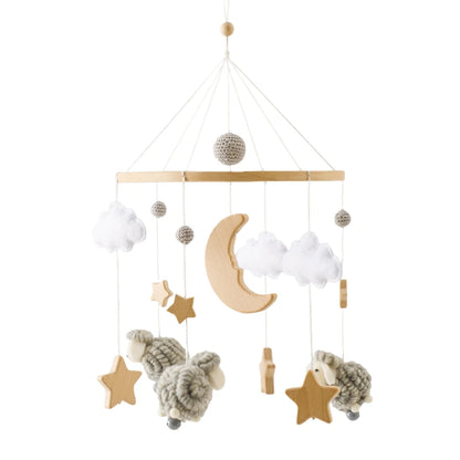 Wooden Crib Mobile with Teddy Bear & Music Box