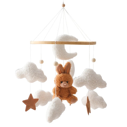 Wooden Crib Mobile with Teddy Bear & Music Box